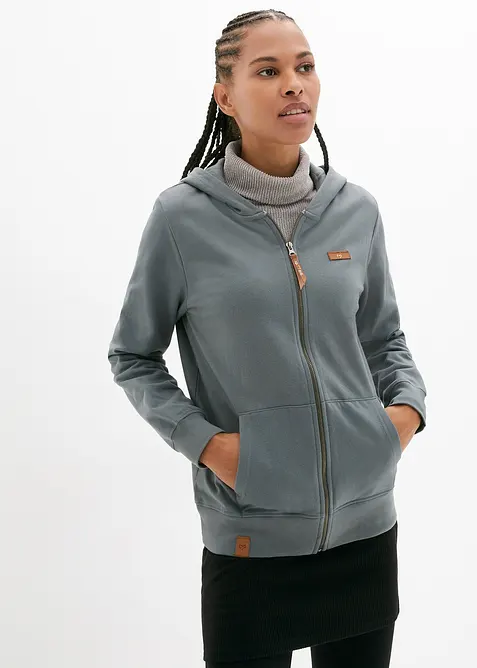 Sweat zippé à capuche, 100% coton, bonprix
