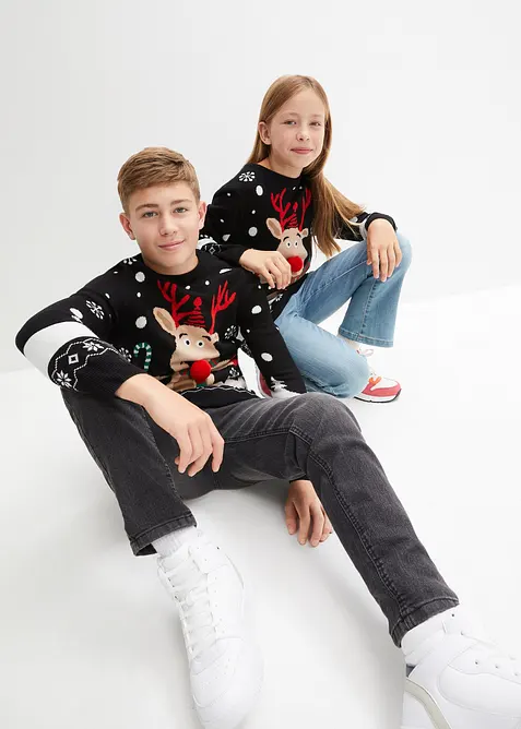 Pull en maille enfant avec motif de Noël, bonprix
