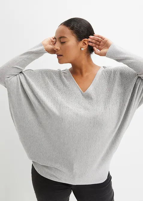 Pull en fine maille avec strass, bonprix