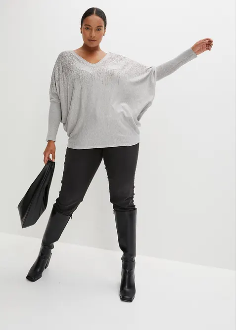 Pull en fine maille avec strass, bonprix