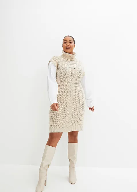 Robe en maille avec empiècement chemisier, bonprix