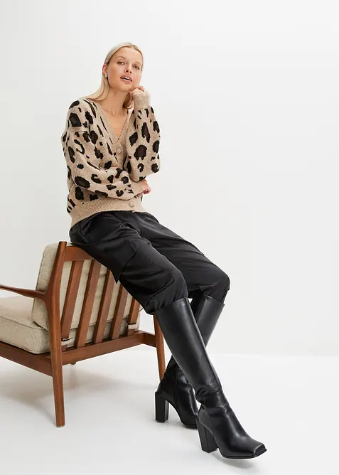 Gilet en maille léopard, bonprix