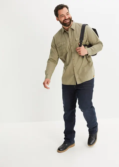 Jean extensible loose, taille élastiquée, doublure chaude, droit, bonprix