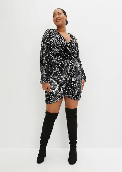 Robe &agrave; sequins en velours doux, bonprix