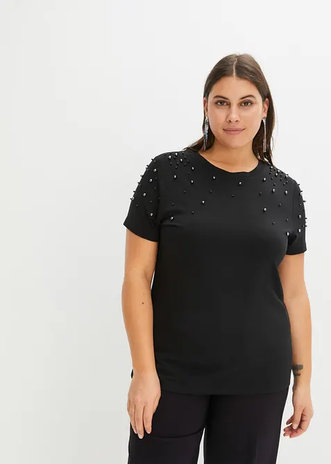 T-shirt avec perles, bonprix