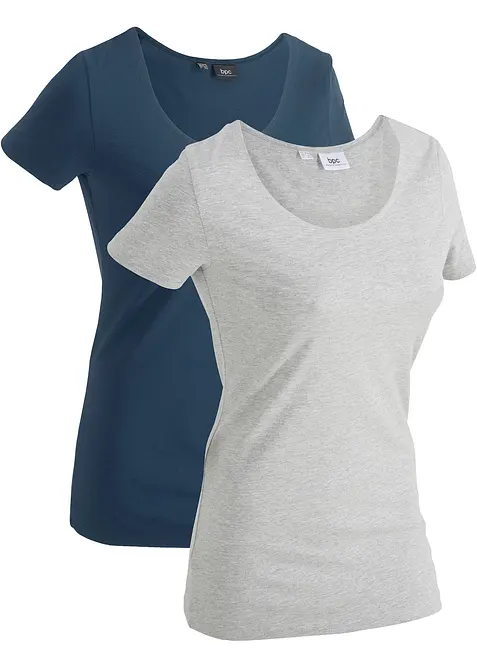 Lot de 2 T-shirts longs avec inscription, bonprix