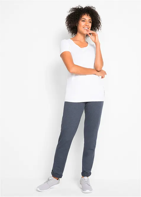 Lot de 2 T-shirts longs avec inscription, bonprix