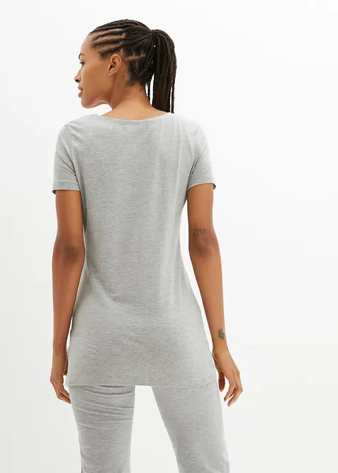 Lot de 2 T-shirts longs avec inscription, bonprix