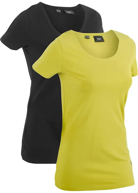 Lot de 2 T-shirts longs avec inscription, bonprix
