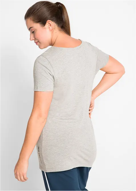 Lot de 2 T-shirts longs avec inscription, bonprix