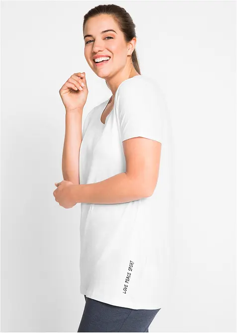 Lot de 2 T-shirts longs avec inscription, bonprix