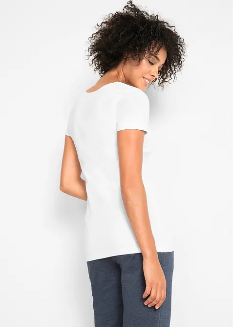 Lot de 2 T-shirts longs avec inscription, bonprix