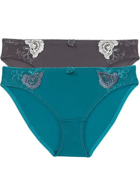 Lot de 2 slips avec broderies, bonprix