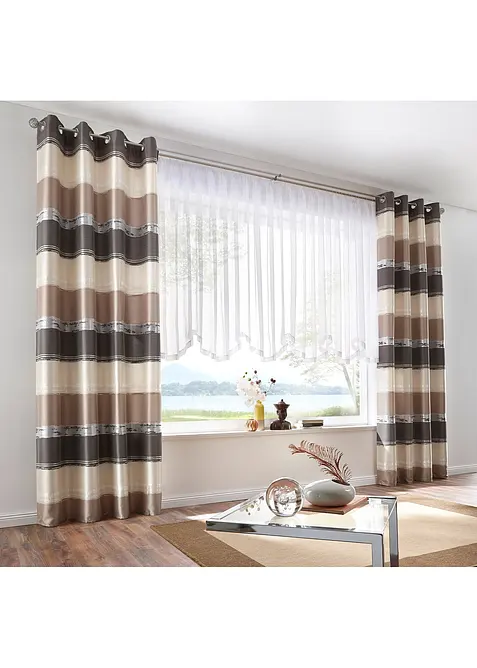 Store ondulé avec bordure en satin et polyester recyclé, bonprix