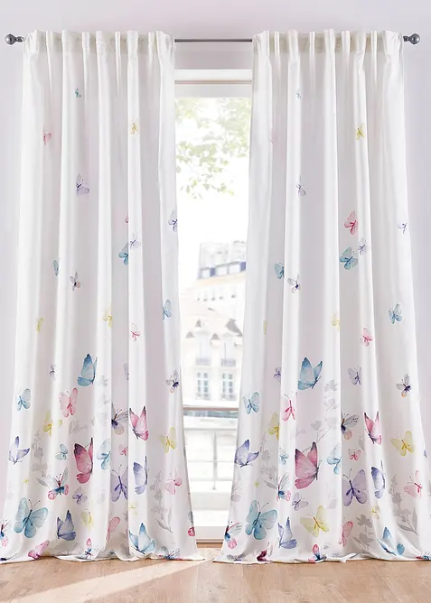 Rideau en microfibre à imprimé papillon (1 pce), bonprix