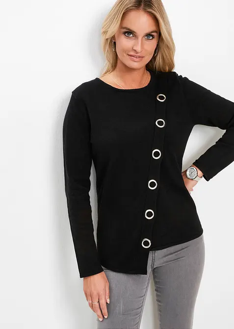 Pull en fine maille &agrave; rivets, bonprix