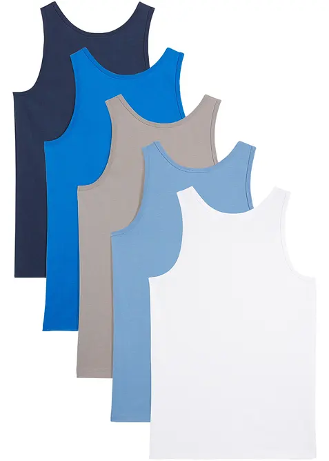 Lot de 5 débardeurs en coton doux et extensible, bonprix