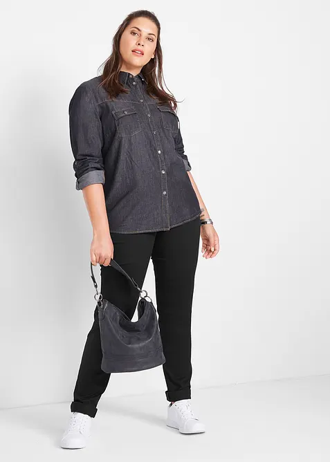 Jean droit taille mi-haute, extensible, bonprix