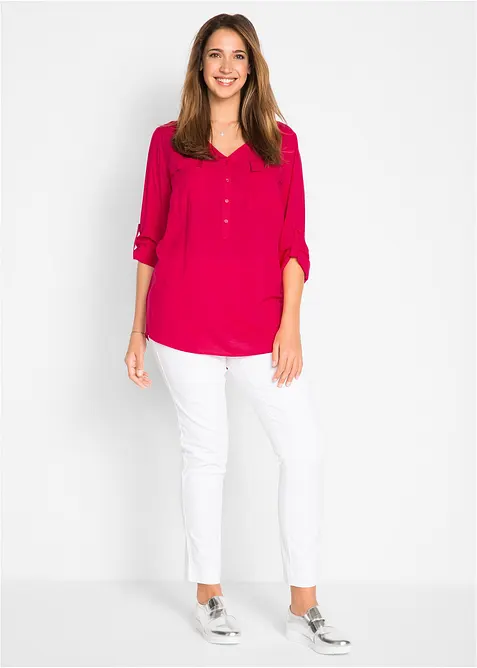 Blouse fluide à col en V et manches longues, bonprix