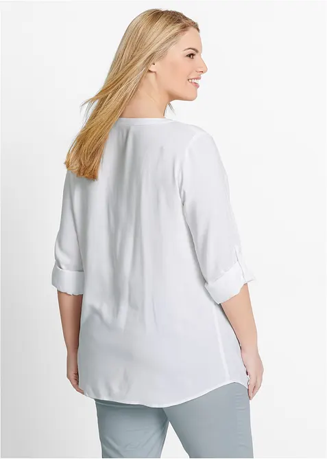 Blouse fluide &agrave; col en V et manches longues, bonprix