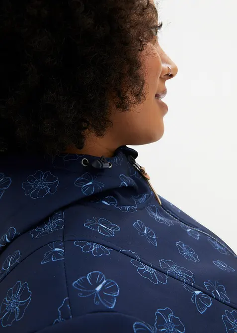 Veste softshell &agrave; motif floral, imperm&eacute;able, bonprix