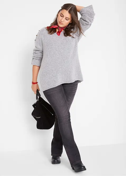 Jean bootcut taille mi-haute, extensible, bonprix