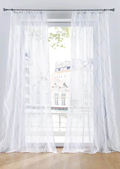 Voilage à imprimé vague (1 pce) avec polyester recyclé, bonprix