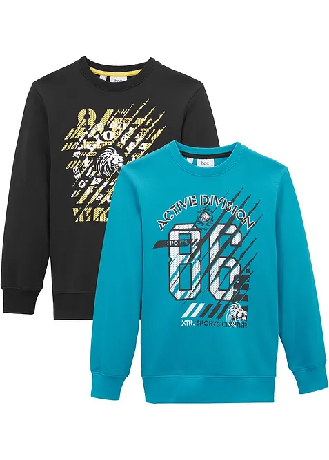 Lot de 2 sweat 100% coton, bonprix
