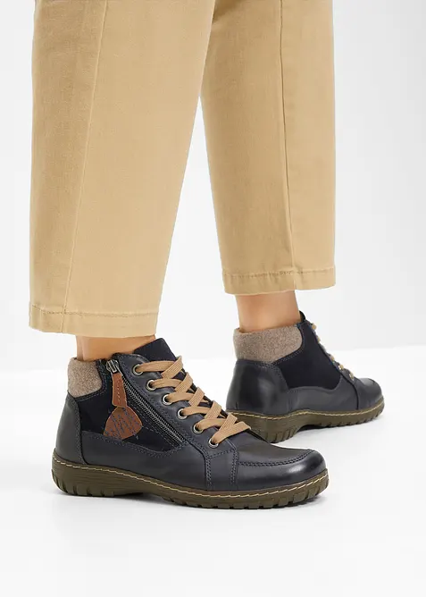 Boots à lacets en cuir, largeur confort, bonprix