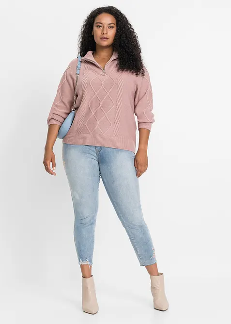 Jean skinny taille mi-haute, cropped, bonprix