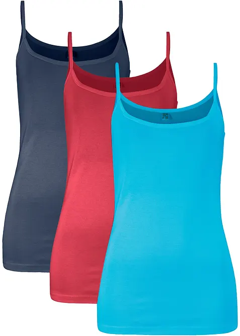 Lot de 3 tops &agrave; bretelles spaghetti 100% coton, bonprix