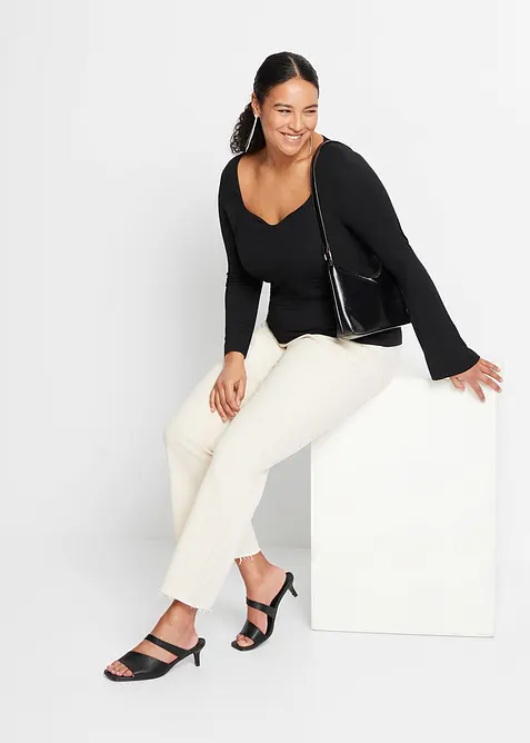 T-shirt manches longues en viscose extensible, bonprix