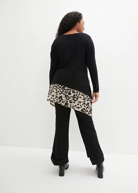 Blouse en jersey viscose avec empi&egrave;cement en mousseline, bonprix