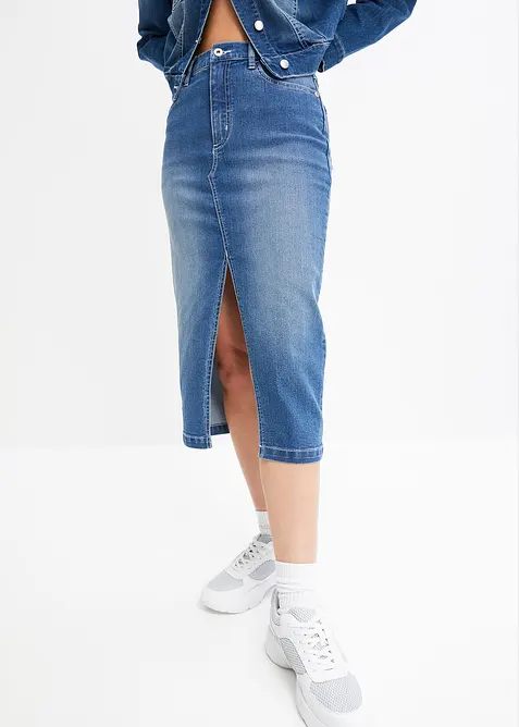 Jupe en jean taille mi-haute, bonprix