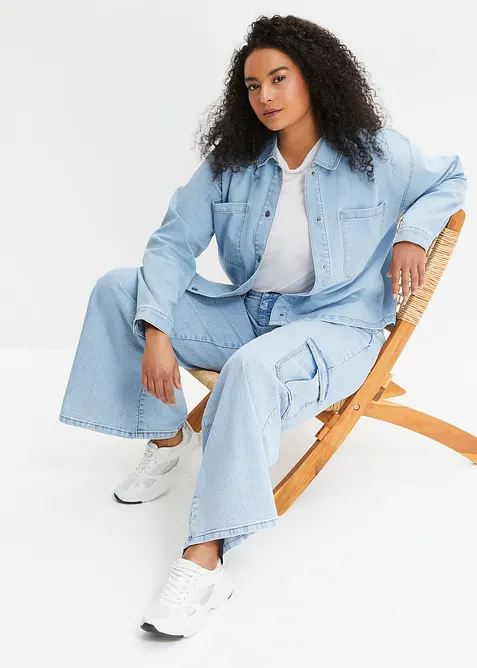 Jean cargo large, taille mi-haute, bonprix