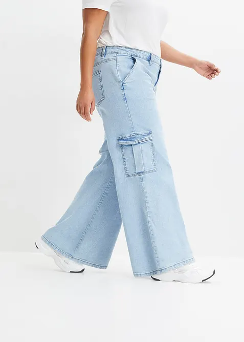 Jean cargo large, taille mi-haute, bonprix