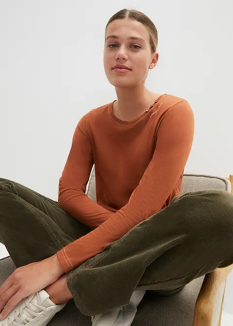 T-shirt manches longues à boutons décoratifs, bonprix