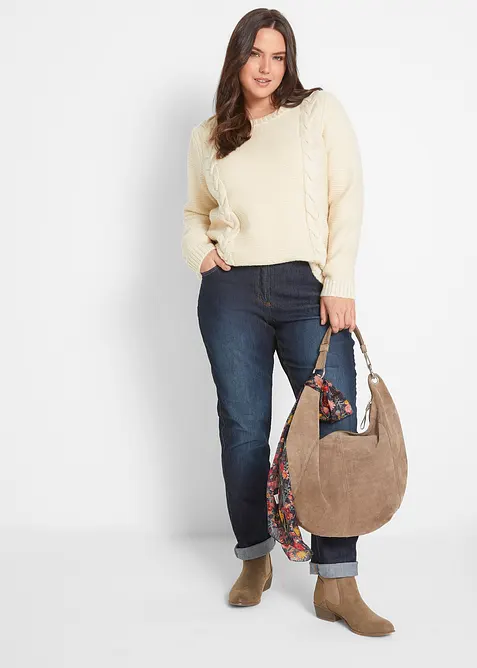 Jean droit taille mi-haute, extensible, bonprix