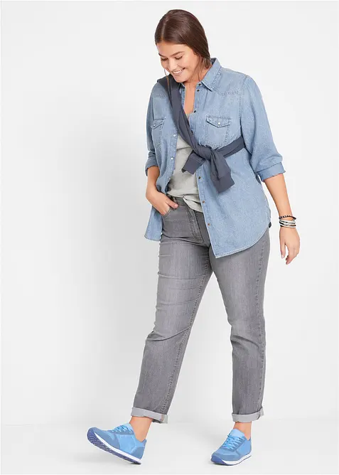 Jean droit taille mi-haute, extensible, bonprix