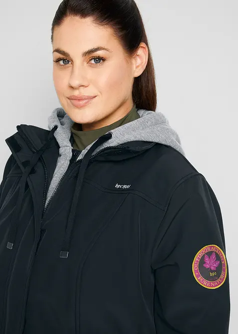 Veste longue en softshell déperlant, style 2 en 1, bonprix