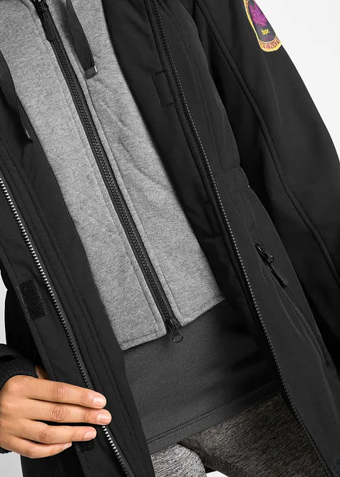 Veste longue en softshell déperlant, style 2 en 1, bonprix