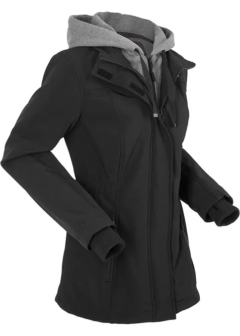 Veste longue en softshell déperlant, style 2 en 1, bonprix
