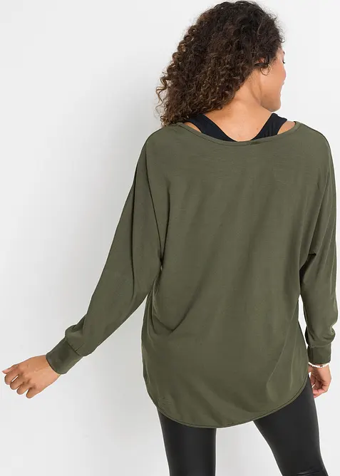 T-shirt long et top en viscose extensible, bonprix