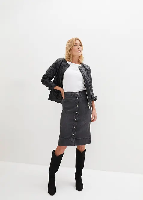 Jupe en jean avec boutons décoratifs, bonprix