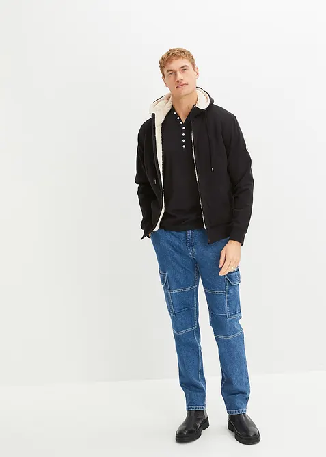 T-shirt manches longues col tunisien 100% coton, slim, bonprix