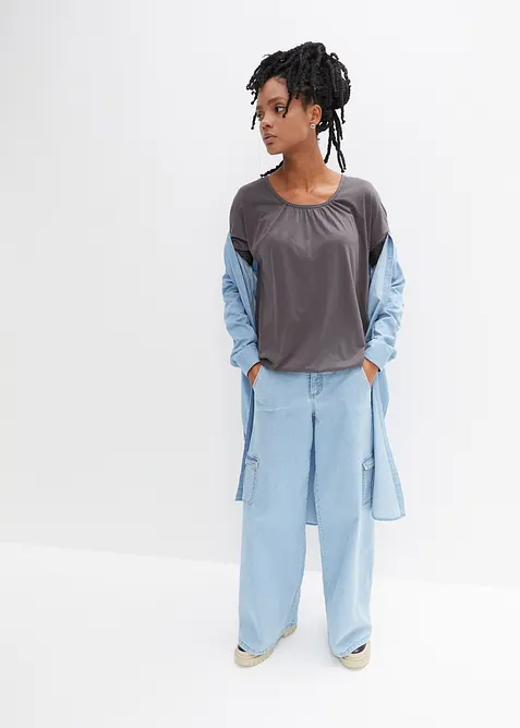 T-shirt oversize en viscose m&eacute;lang&eacute;e, bonprix