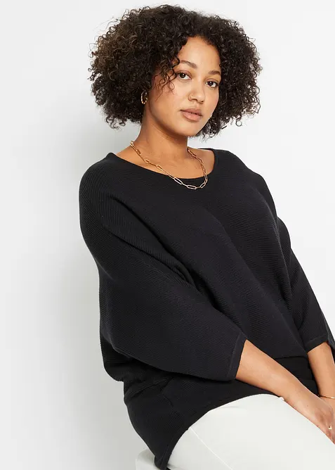 Pull côtelé oversize en viscose mélangée, bonprix