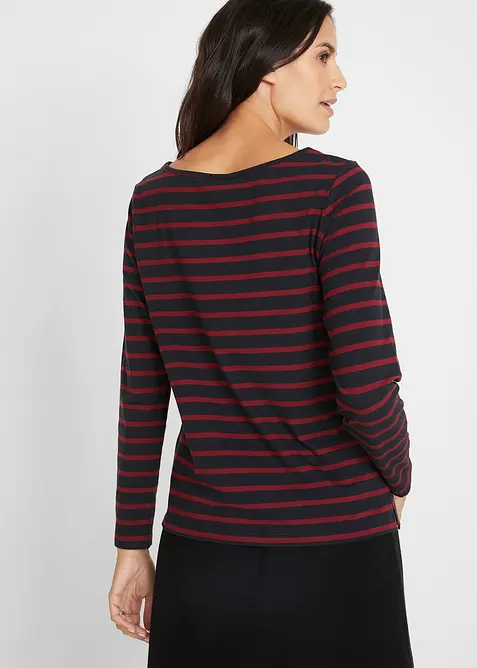 Lot de 2 T-shirts manches longues &agrave; encolure bateau, bonprix