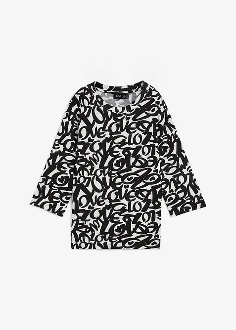 T-shirt &agrave; col rond, manches 3/4, bonprix