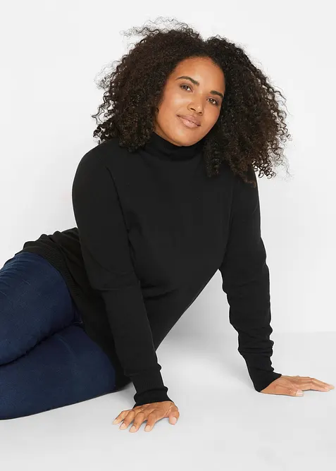 Pull col roul&eacute; basique, bonprix